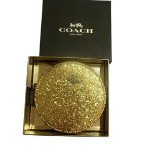 Coach Round Sparkling Gold Coin Pouch - NIB